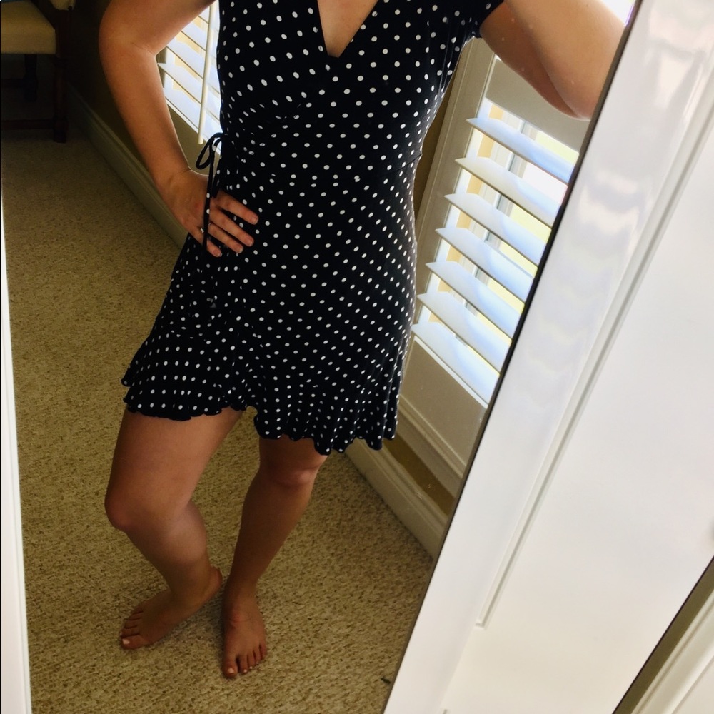 Polka dot wrap dress